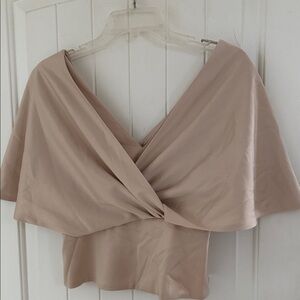 Dramatic Satin V Neck and Back Blouse NWT